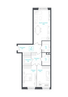 Планировка студии(апартаменты) площадью 83.9 квадратных метров в “ЖК Monodom Lake”