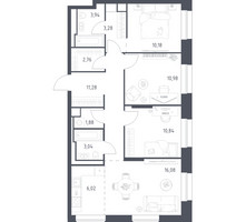 Планировка трехкомнатной(квартира) площадью 80.28 квадратных метров в “ЖК Верейская 41”