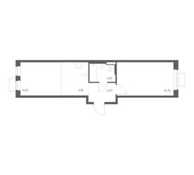 Планировка однокомнатной(квартира) площадью 44.43 квадратных метров в ЖК “ЖК Подольские кварталы”