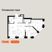 Планировка двухкомнатной(квартира) площадью 60.2 квадратных метров в “ЖК Саларьево парк”