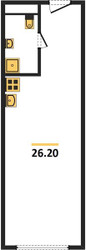 Планировка студии (апартаменты) площадью 26.2 квадратных метров в ЖК “3215”