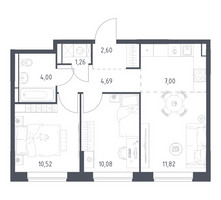 Планировка двухкомнатной(квартира) площадью 51.97 квадратных метров в “ЖК Богдановский Лес”