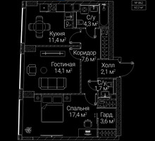 Планировка двухкомнатной(квартира) площадью 62.2 квадратных метров в “ЖК СЕЗАР БУДУЩЕЕ”