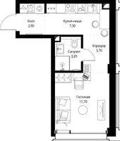 Планировка студии(квартира) площадью 29.2 квадратных метров в “ЖК СЕТ”