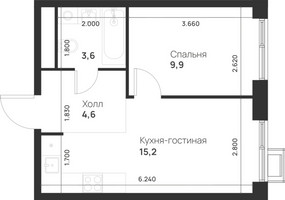 Планировка однокомнатной(квартира) площадью 33.3 квадратных метров в “ЖК Форевиль”
