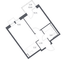 Планировка однокомнатной(квартира) площадью 36.51 квадратных метров в “ЖК Молжаниново”