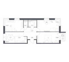 Планировка трехкомнатной(квартира) площадью 81.54 квадратных метров в “ЖК Квартал Западный”