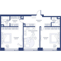 Планировка двухкомнатной(квартира) площадью 79.9 квадратных метров в “ЖК Свет”