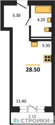 Планировка студии(квартира) площадью 28.5 квадратных метров в ЖК “ЖК Квартал Метроном”