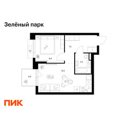 Планировка однокомнатной(квартира) площадью 36.2 квадратных метров в ЖК “ЖК Зеленый парк”