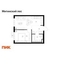Планировка однокомнатной(квартира) площадью 34.2 квадратных метров в “ЖК Митинский лес”