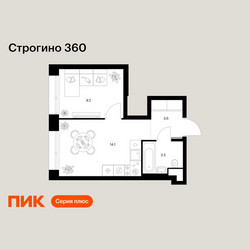 Планировка однокомнатной(квартира) площадью 30.4 квадратных метров в ЖК “ЖК Строгино 360”