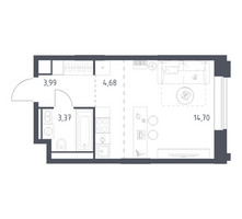 Планировка студии(квартира) площадью 26.74 квадратных метров в “ЖК Верейская 41”