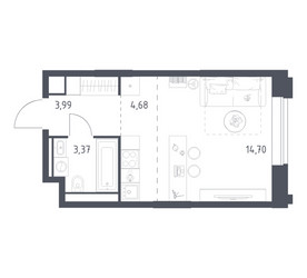 Планировка студии(квартира) площадью 26.74 квадратных метров в ЖК “ЖК Верейская 41”