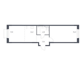 Планировка однокомнатной(квартира) площадью 48.35 квадратных метров в ЖК “ЖК Новое Внуково”