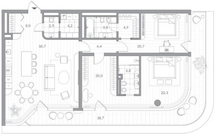 Планировка двухкомнатной(квартира) площадью 162.3 квадратных метров в “Клубный дом PHANTOM (Фантом)”