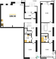 Планировка трехкомнатной(квартира) площадью 108.5 квадратных метров в “ЖК Новая Щербинка”