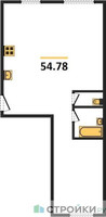 Планировка двухкомнатной(квартира) площадью 54.78 квадратных метров в “ЖК Парк Апрель”