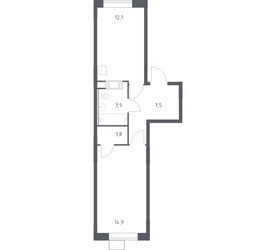 Планировка однокомнатной(квартира) площадью 40.2 квадратных метров в ЖК “ЖК Цветочные Поляны”