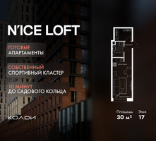 Планировка студии(апартаменты) площадью 30 квадратных метров в “ЖК N’ICE LOFT (Найс Лофт)”