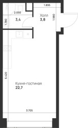 Планировка студии(квартира) площадью 29.9 квадратных метров в ЖК “ЖК Войс”
