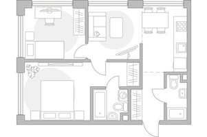Планировка двухкомнатной(квартира) площадью 55.49 квадратных метров в “ЖК Мневники от Гранель”
