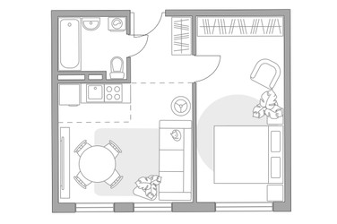 Планировка двухкомнатной(квартира) площадью 39.81 квадратных метров в ЖК “ЖК Аникеевский”