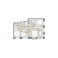 Планировка 4+ комнатной(квартира) площадью 87.3 квадратных метров в “ЖК Станиславский”