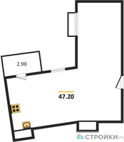 Планировка двухкомнатной(квартира) площадью 47.2 квадратных метров в “ЖК Римский”