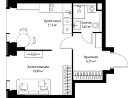 Планировка однокомнатной(квартира) площадью 35 квадратных метров в “Мультиквартал СИТИДЗЕН”