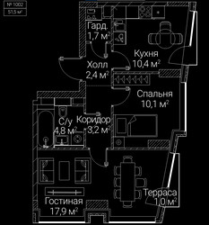 Планировка двухкомнатной(квартира) площадью 51.5 квадратных метров в ЖК “ЖК СЕЗАР БУДУЩЕЕ”