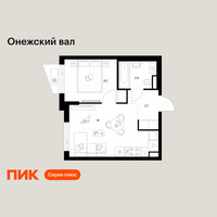 Планировка однокомнатной(квартира) площадью 32.7 квадратных метров в “ЖК Онежский вал”