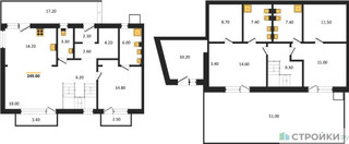 Планировка трехкомнатной(квартира) площадью 249 квадратных метров в “ЖК Прайм квартал Отрада на реке”
