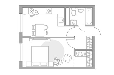 Планировка однокомнатной(квартира) площадью 37.48 квадратных метров в ЖК “ЖК Императорские Мытищи”