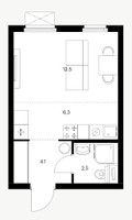 Планировка студии(квартира) площадью 25.4 квадратных метров в “ЖК Ярославский”