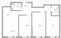 Планировка 4+ комнатной(квартира) площадью 86.3 квадратных метров в “ЖК Тринити-3”