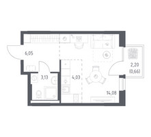 Планировка студии(квартира) площадью 27.95 квадратных метров в “ЖК Квартал Авиаторов”