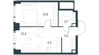 Планировка двухкомнатной(квартира) площадью 40.1 квадратных метров в “ЖК Level Мичуринский”