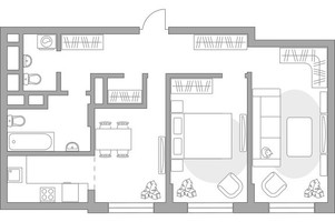 Планировка двухкомнатной(квартира) площадью 70.1 квадратных метров в “ЖК Живописный”