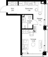 Планировка студии(квартира) площадью 29.2 квадратных метров в “ЖК СЕТ”