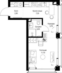 Планировка студии(квартира) площадью 29.2 квадратных метров в ЖК “ЖК СЕТ”
