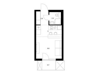 Планировка студии(квартира) площадью 20.6 квадратных метров в ЖК “ЖК Никольские луга”