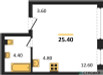 Планировка студии(квартира) площадью 25.4 квадратных метров в “ЖК Portland (Портланд)”