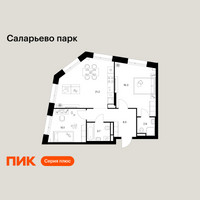 Планировка двухкомнатной(квартира) площадью 62.4 квадратных метров в “ЖК Саларьево парк”