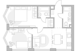 Планировка двухкомнатной(квартира) площадью 56.07 квадратных метров в “ЖК Мневники от Гранель”