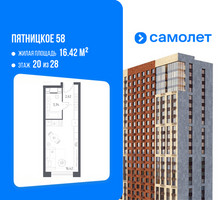 Планировка студии(апартаменты) площадью 22.38 квадратных метров в “ЖК Пятницкое 58 (Перец)”
