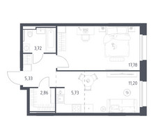 Планировка однокомнатной(квартира) площадью 46.62 квадратных метров в “ЖК Заречье Парк”