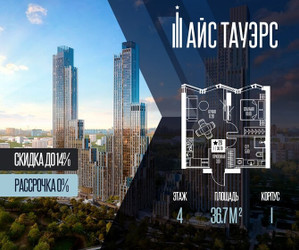 Планировка однокомнатной(квартира) площадью 36.7 квадратных метров в ЖК “ЖК Айс Тауэрс”