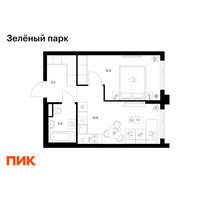 Планировка однокомнатной(квартира) площадью 36.1 квадратных метров в “ЖК Зеленый парк”