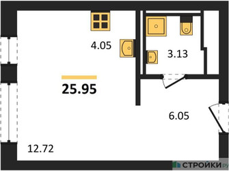 Планировка студии(квартира) площадью 25.95 квадратных метров в ЖК “ЖК Егорово Парк”